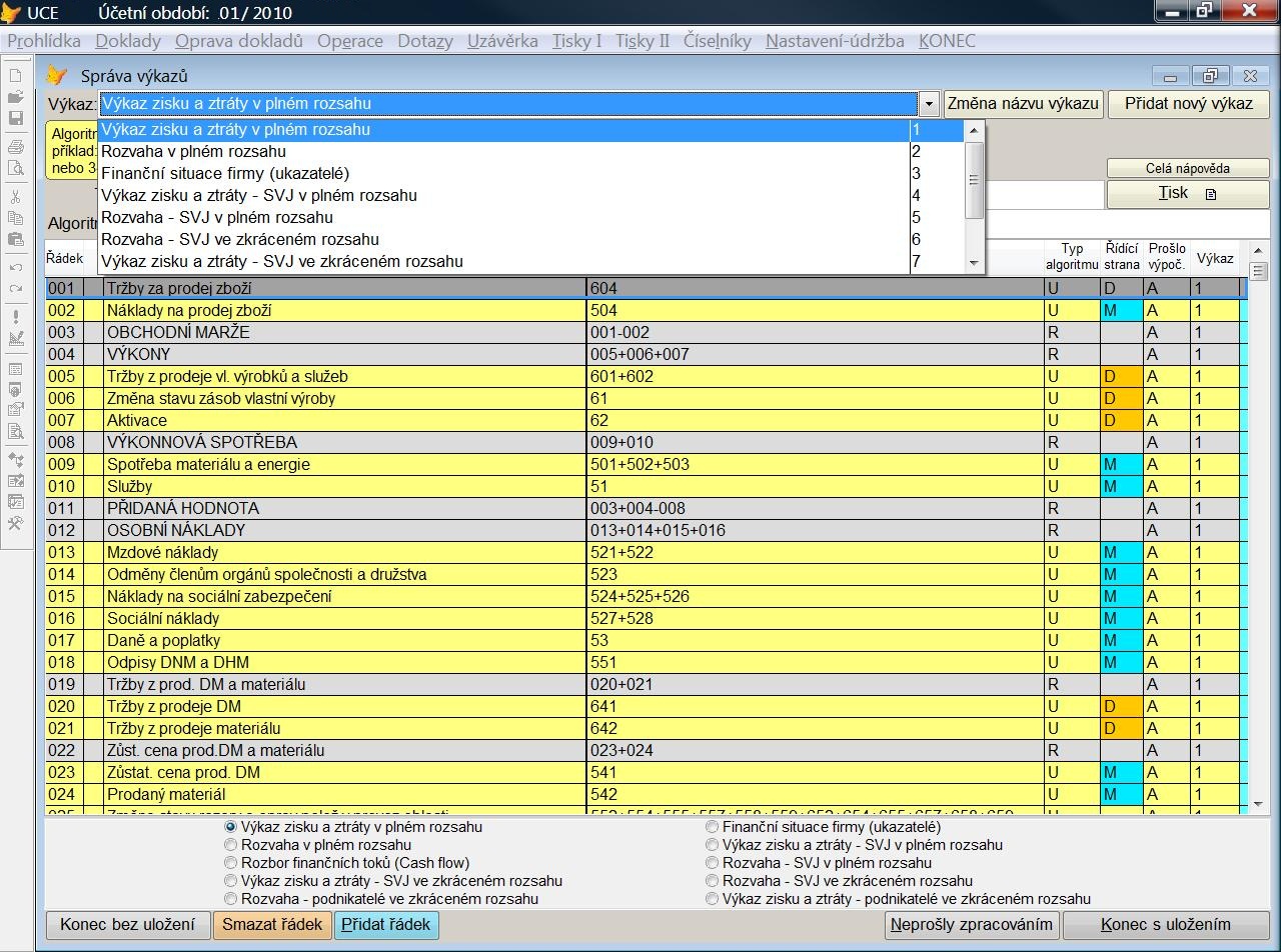 UCE_Vykazy